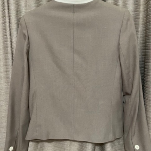 Sheridan Square Size 10 Beige Lined Double Breasted Jacket with Off-White Trim - Picture 2 of 3